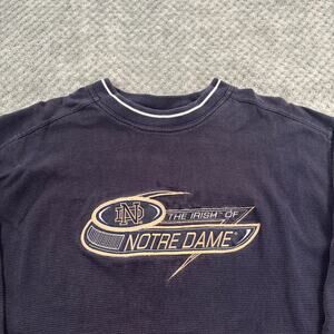 VTG 90's Notre Dame Fighting Irish Navy Faded Crewneck Sweatshirt Sz L